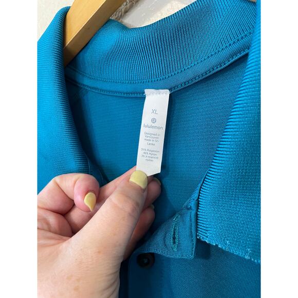 Lululemon Mens Aqua/ Light Blue Casual Collared Short Sleeve Golf Shirt Size XL - Picture 6 of 10